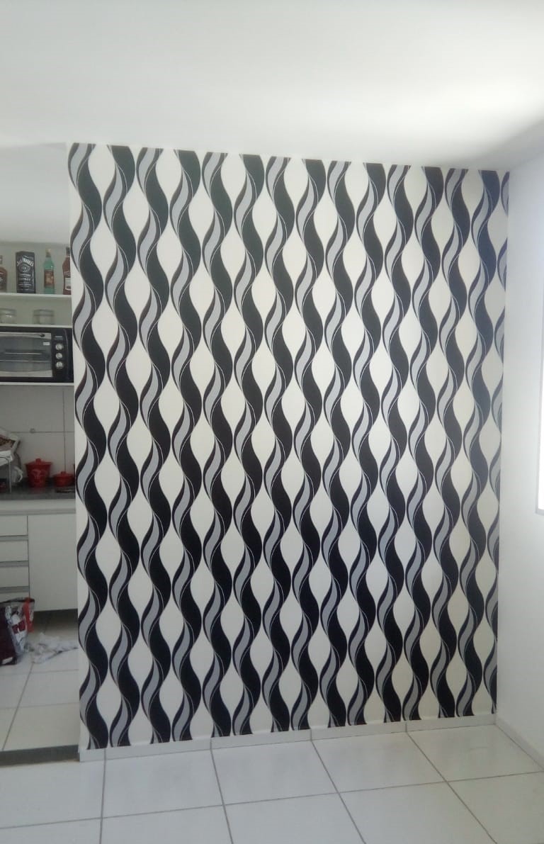 Papel De Parede Geométrico Preto/Branco Cubos Decor Little - Defacile